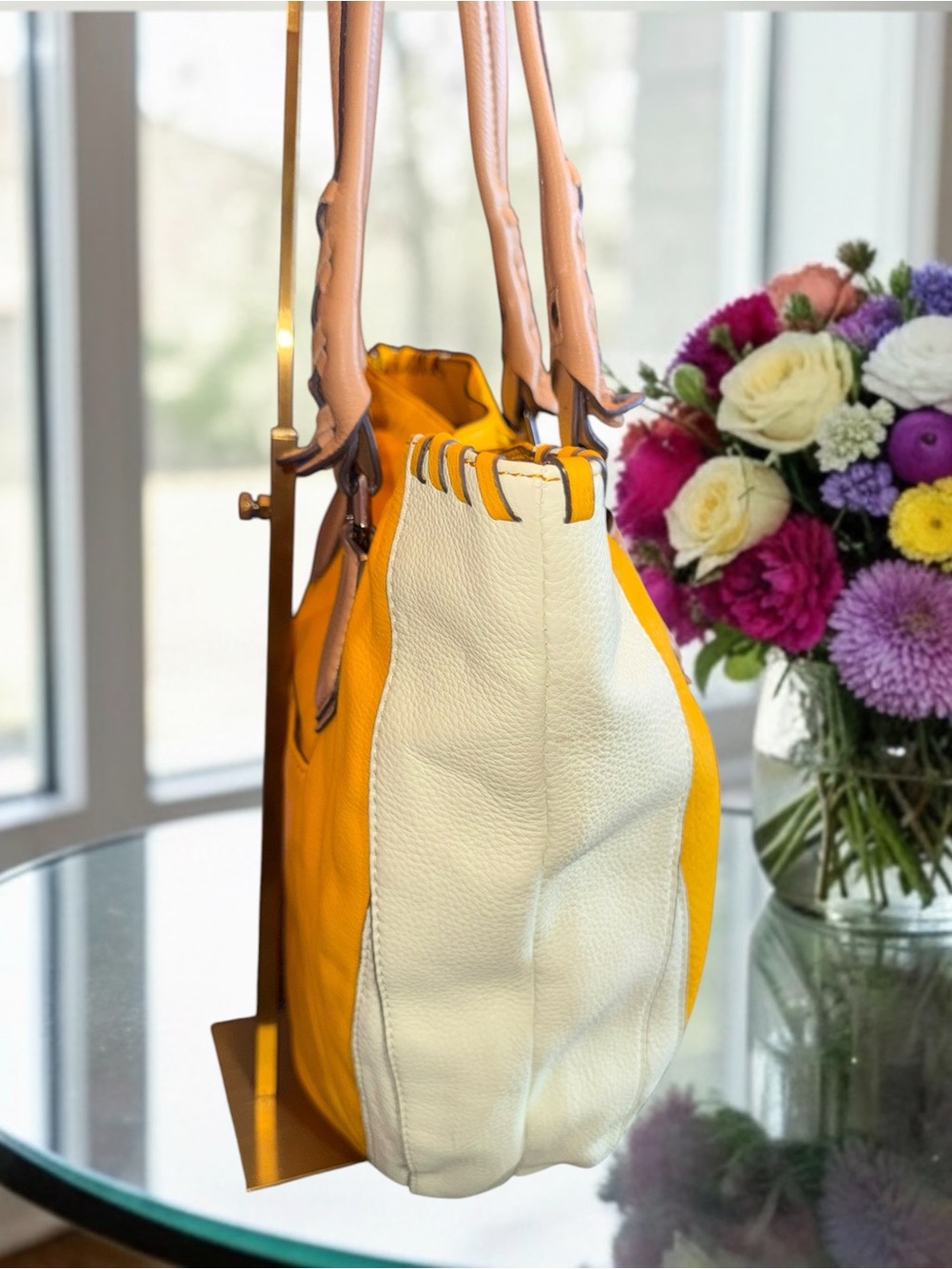Oryany Lyssie Soft Yellow Pebbled Leather Tote in EUC - Picture 6 of 11